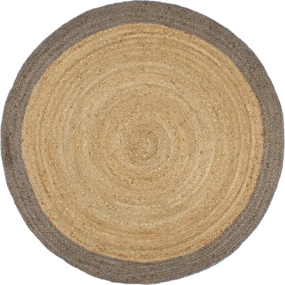 vidaXL Covor lucrat manual din iută cu chenar gri 240 cm