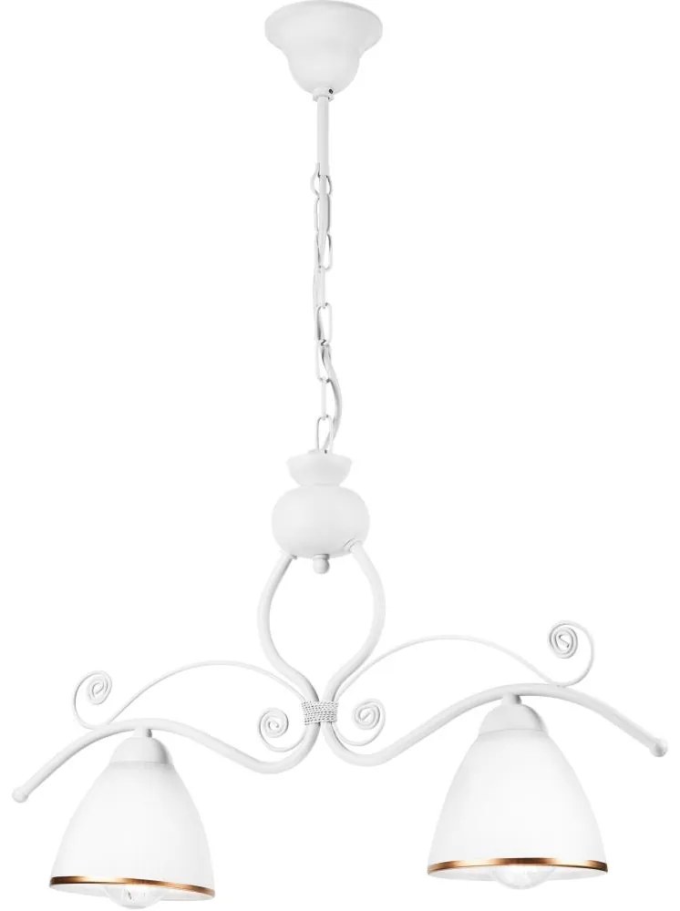 Lustră pe lanț RETRO 2xE27/60W/230V alb mat