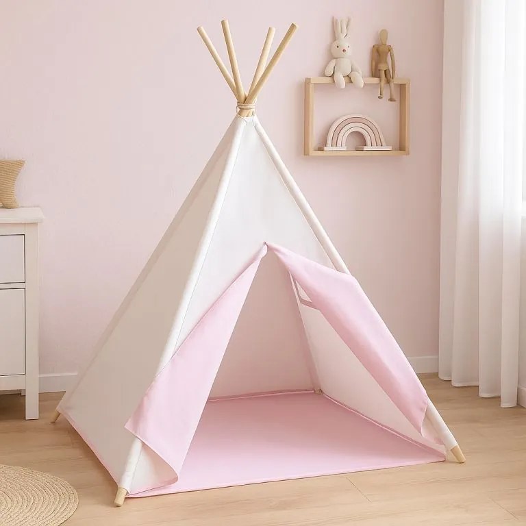 Cort Teepee pentru copii, roz / bej, fără accesorii