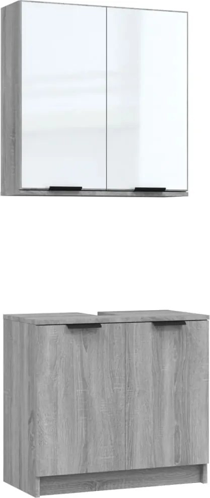 vidaXL Set dulapuri Baie, 2 piese, gri sonoma, lemn prelucrat