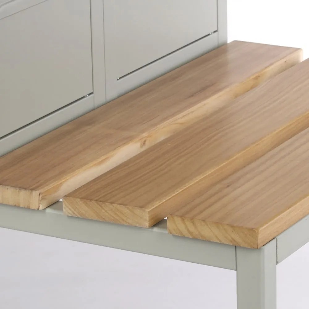 Dulap metalic cu bancă, 60 x 85 x 185 cm, închidere cilindră, gri - RAL 7035