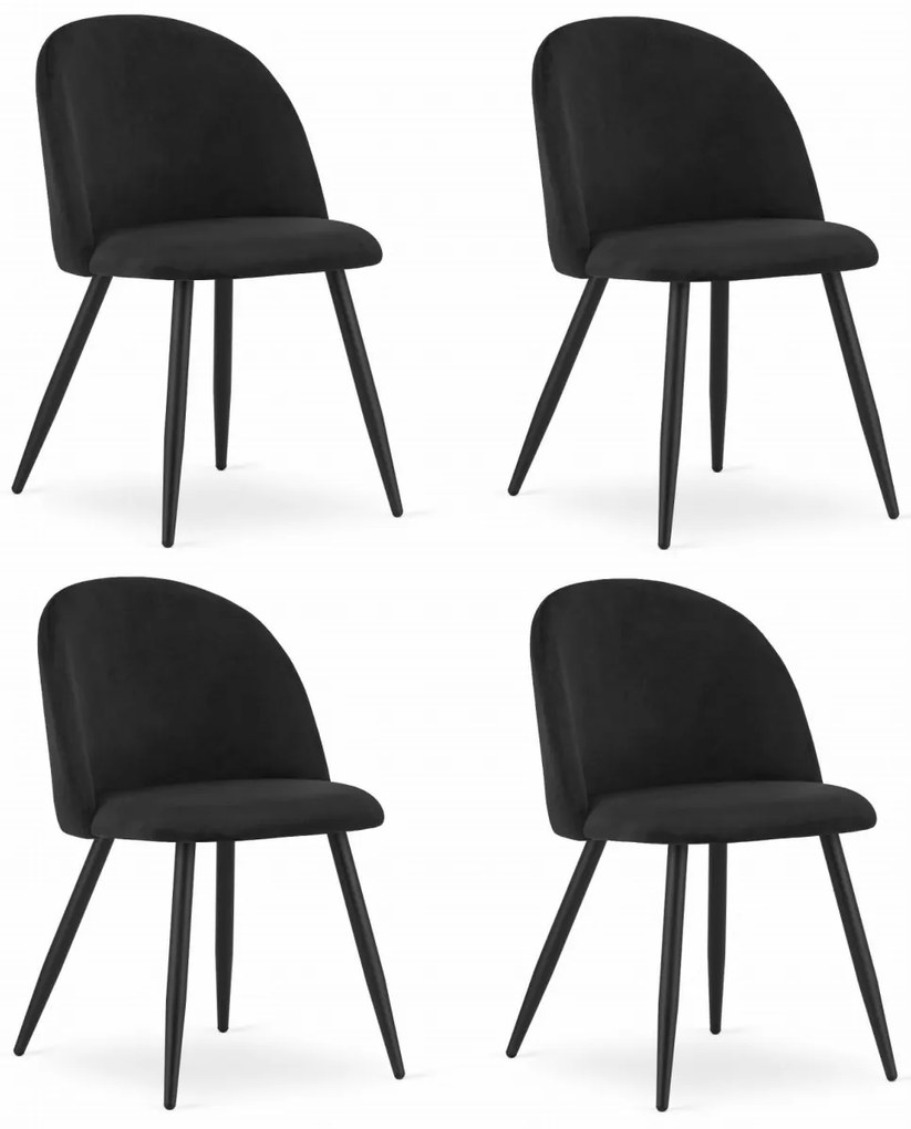 Set 4 Scaune Bucatarie/Dining Capri Catifea Negre