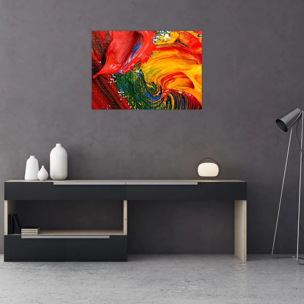 Tablou pe sticlă - Abstractizare albăstrire cu o perie (70x50 cm)