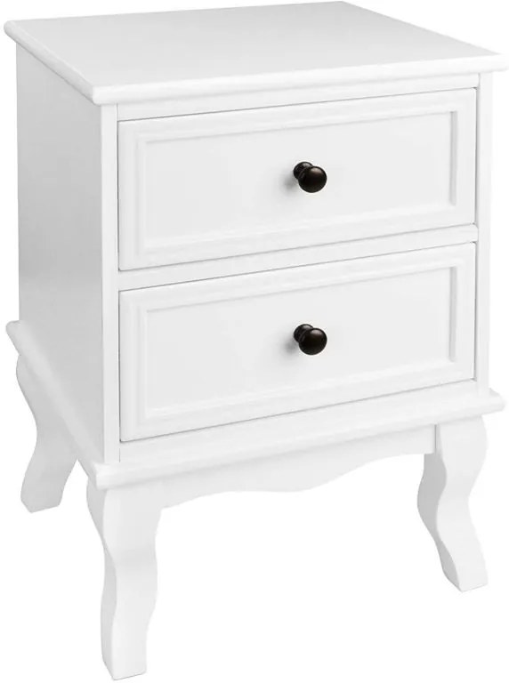 Set de noptiere cu 2 sertare, 2 buc, alb