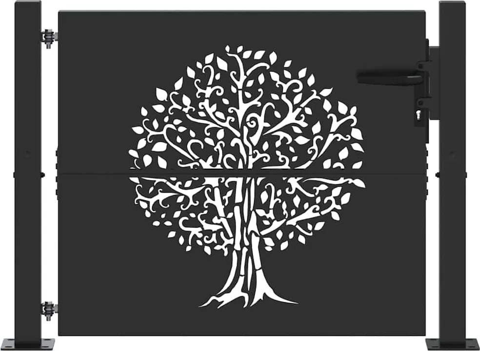 vidaXL Poartă de grădină Negru 110 x 105 cm Oțel vopsit în pulbere