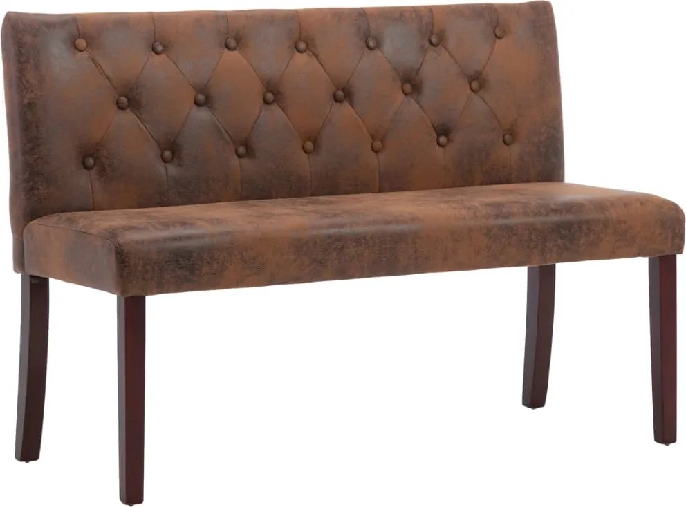 vidaXL Bancă, maro, 120 cm, velur ecologic