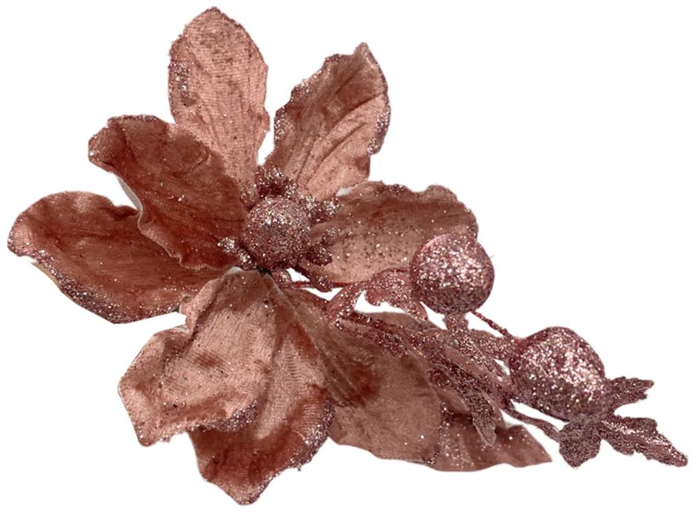 Ornament brad Magnolie Natalie 12cm, Roz