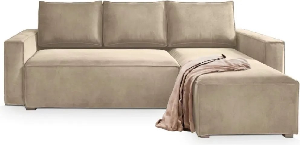 OFERTA Canapea de colt extensibila bej CAVELO, reversibila II. calitate