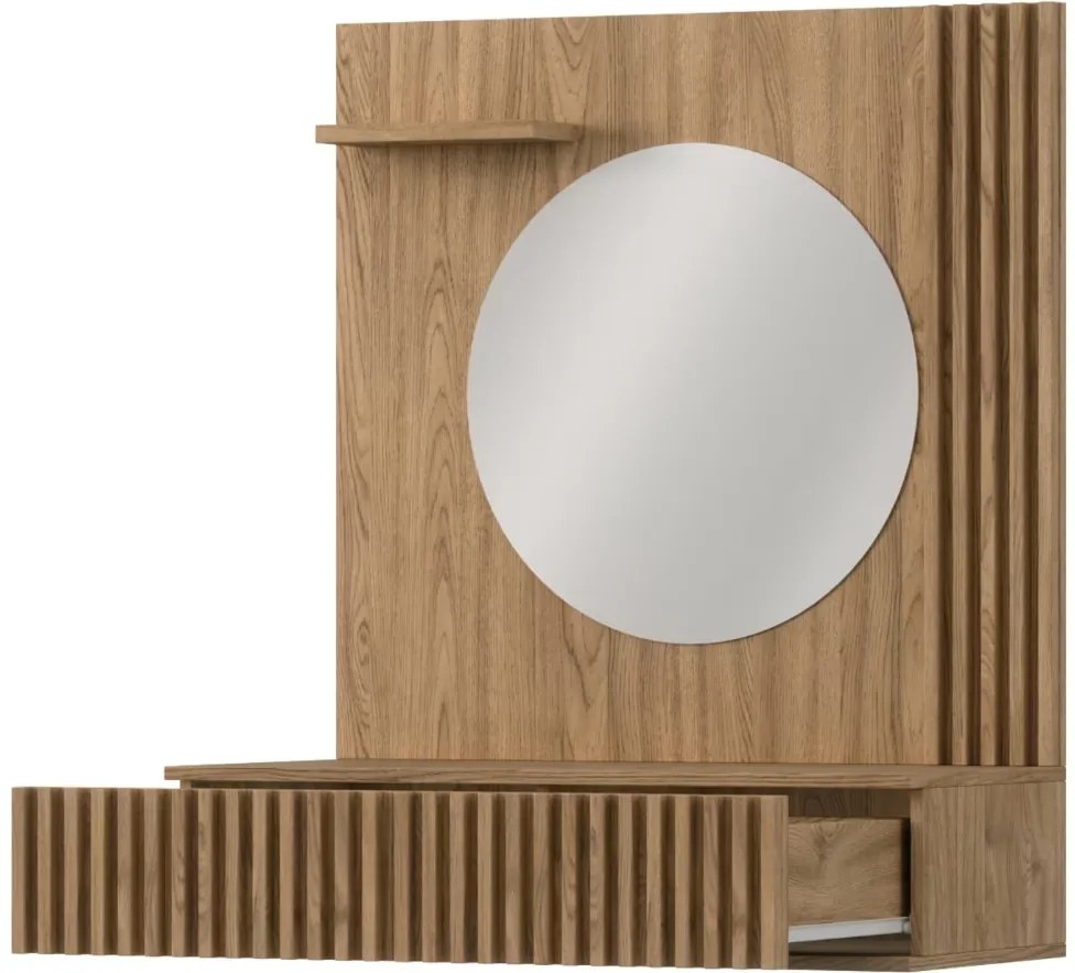 Masuta de toaleta cu oglinda si sertar ENTSIAN 85x40cm, stejar artisan