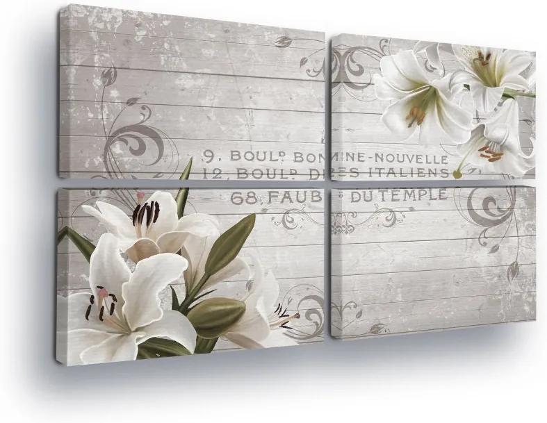 GLIX Tablou - Vintage with White Flowers II 4 x 60x40 cm