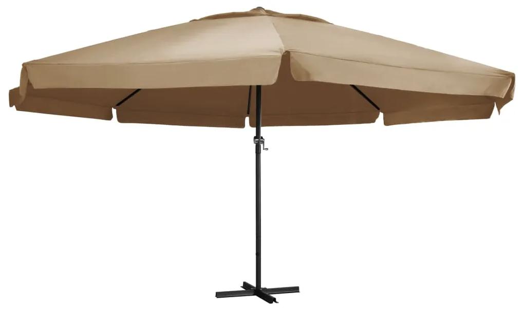 Umbrela soare de exterior cu stalp aluminiu gri taupe 600 cm Gri taupe, 600 cm