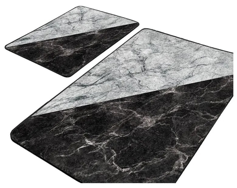 Covorașe de baie negru-alb 2 buc. 60x100 cm – Mila Home
