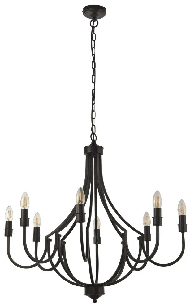 Candelabru cu 8 brate design rustic Lodge negru