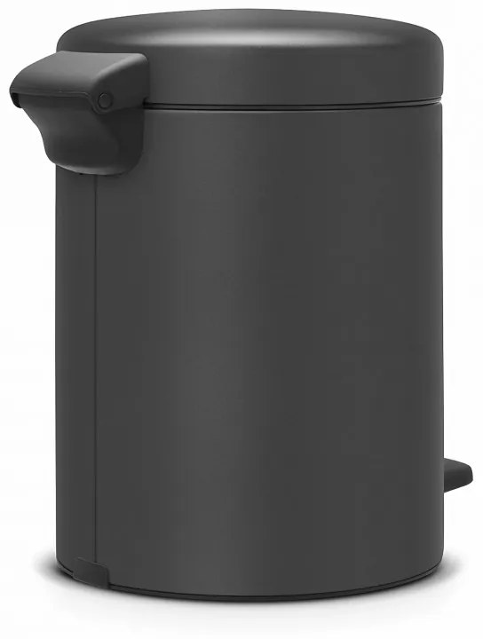 Cos de gunoi cu pedala Brabantia NewIcon 1001103, 5 L, Inchidere lina, Baza antiderapanta, Finisaj mineral, Gri inchis