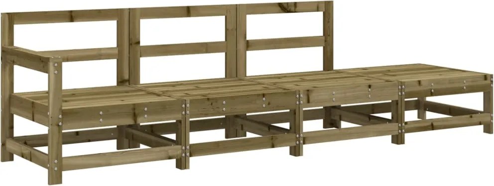 vidaXL Set mobilier relaxare de grădină, 4 piese, lemn de pin tratat