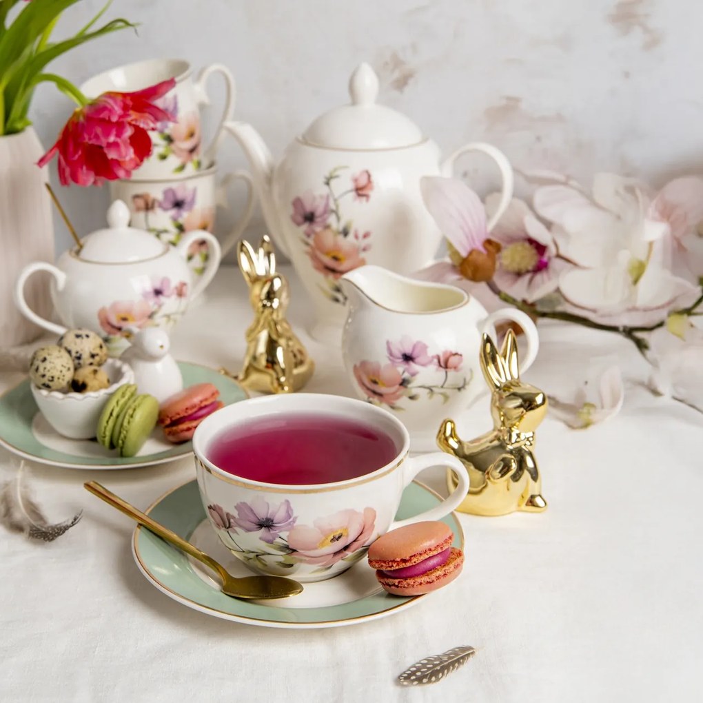 Set servire ceai sau cafea, 12 piese, 6 persoane, Flores