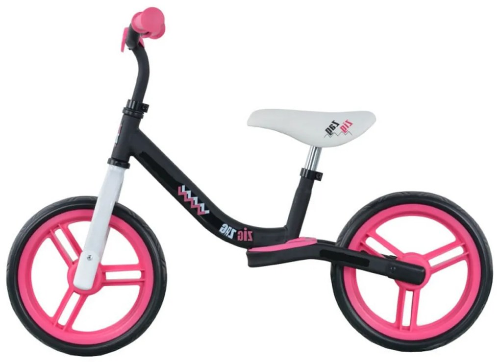 Bicicleta pedagogica fara pedale pentru copii NOVOKIDS™ Ziggy , roti 12" inch, 3-5 ani, Maxim 25 kg, Cadru metalic, Roti din spuma, Roz