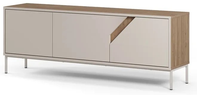 Comodă crem/în culoare naturală cu aspect de lemn de stejar 150x55x35 cm Lilou – Marckeric