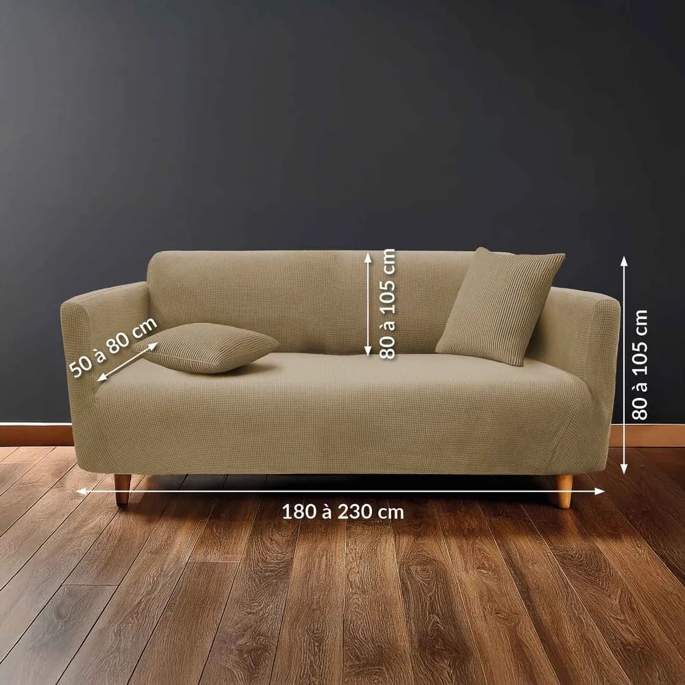 Husă maro elastică pentru canapea cu 3 locuri Sacha – douceur d'intérieur