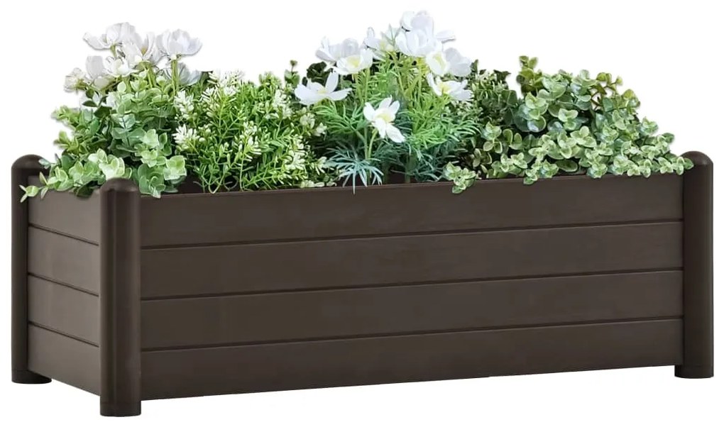vidaXL Strat înălțat de grădină, cafeniu, 100 x 43 x 35 cm, PP