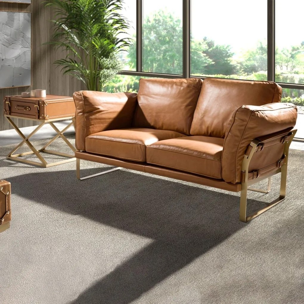Canapea 2 locuri LUX design italian Cowhide camel