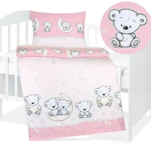 Bellatex Lenjerie de pat din bumbac pentru copiiAgáta Ursuleț roz, 90 x 135 cm, 45 x 60 cm