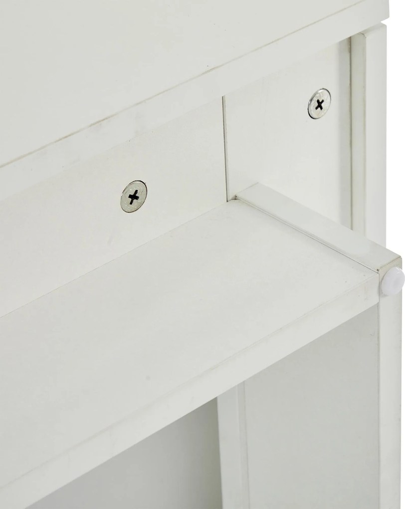 Măsuță de cafea modernă cu finisaj lucios, cu blaturi de masă glisante și 4 sertare, 75x75x33 cm, Alb