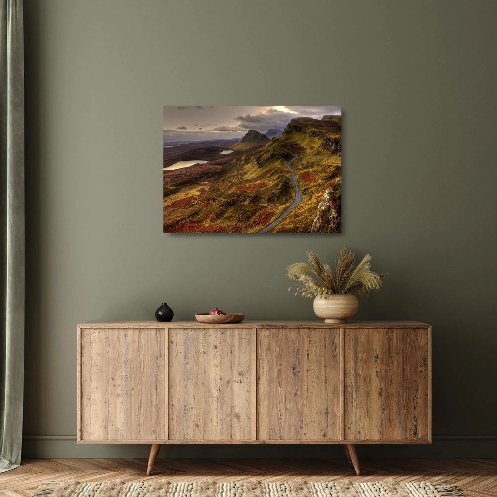 Tablou pe sticlă cu munții din Scoția (70x50 cm)