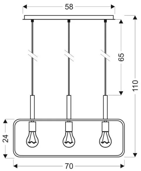 Lustră pe cablu FRAME 3xE27/60W/230V negru