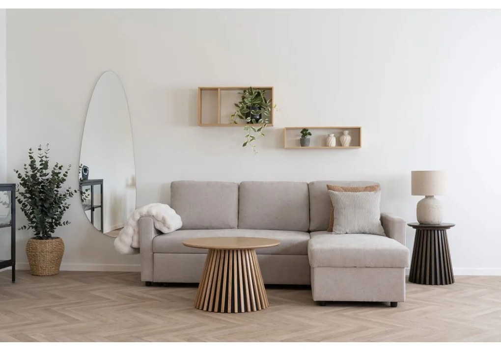 Canapea extensibilă Belfast, nisip închis, cu picioare naturale, HN1085