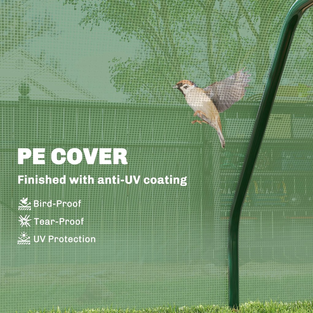 Sera Tunel Outsunny din Otel si cu Capac din PVC, 200x100x80 cm, Transparent si Verde | Aosom Romania