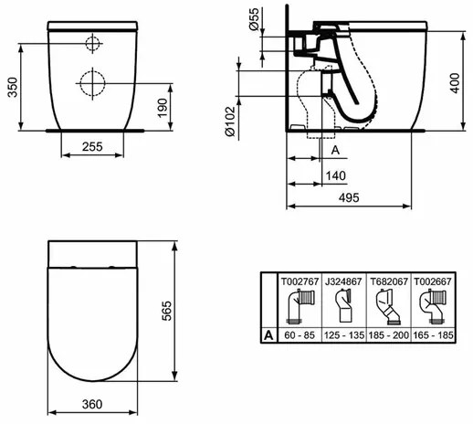 Vas WC pe pardoseala Ideal Standard Atelier Blend Curve BTW alb lucios