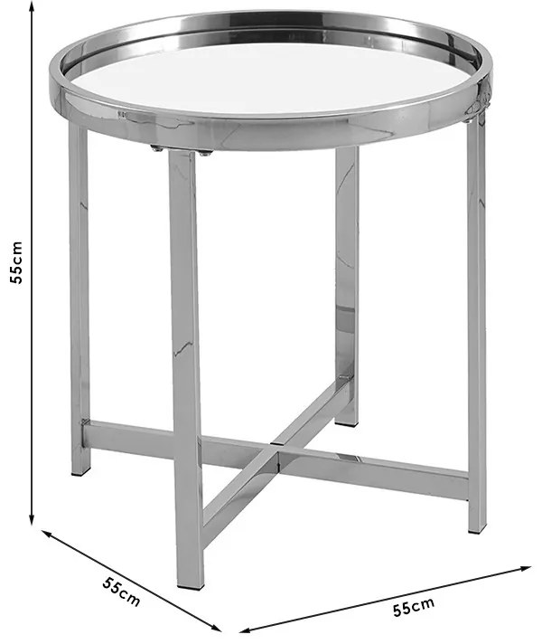 Masuta laterala Tristan otel argintiu - sticla argintiu D55x55cm