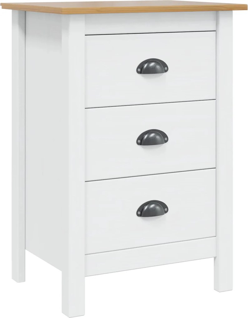 vidaXL Dulap de noapte Hill Alb și maro cu miere 46 x 35 x 65 cm