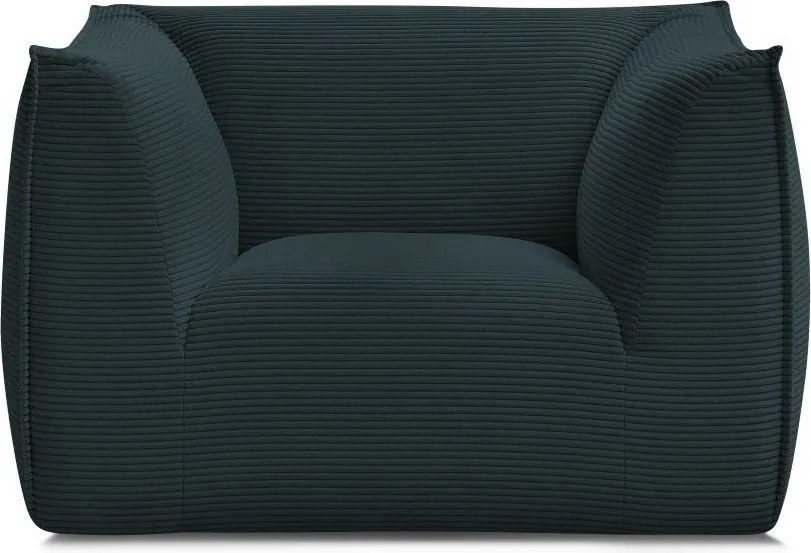 Fotoliu albastru închis cu tapițerie din catifea reiată Giorgia – Bobochic Paris