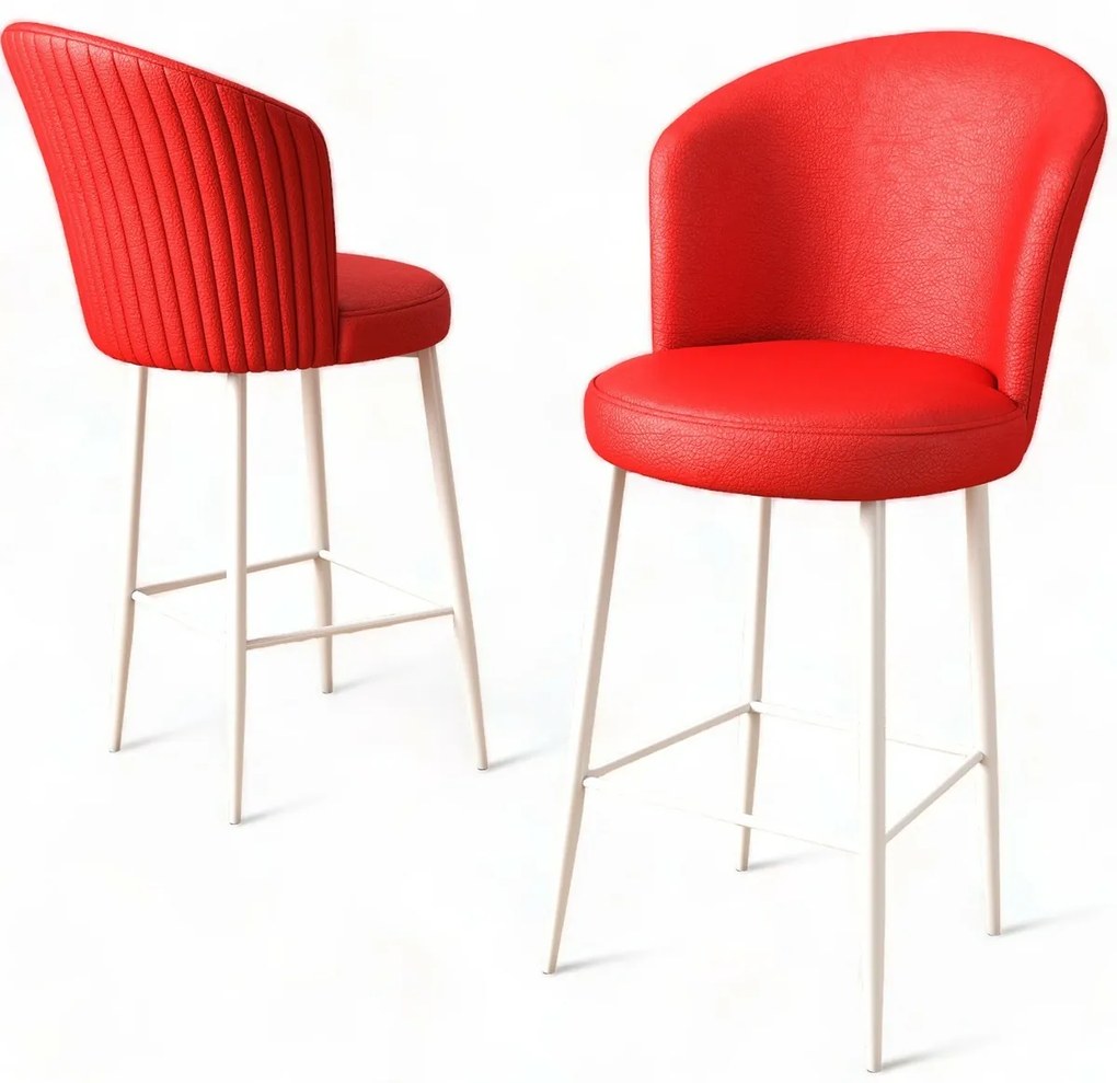 Set de scaune de bar Uras Red and White, 6 buc., 6 buc.