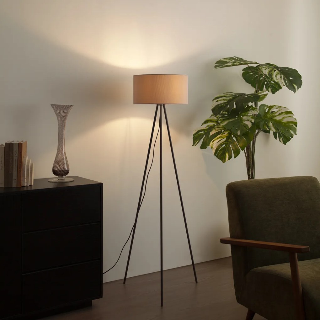 Lampă de podea trepied modernă taupe cu abajur de catifea - Luz