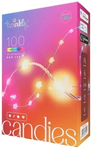Instalație LED RGB dimabilă de Crăciun 100xLED 8 m USB Wi-Fi Twinkly TWKS100RGB-T