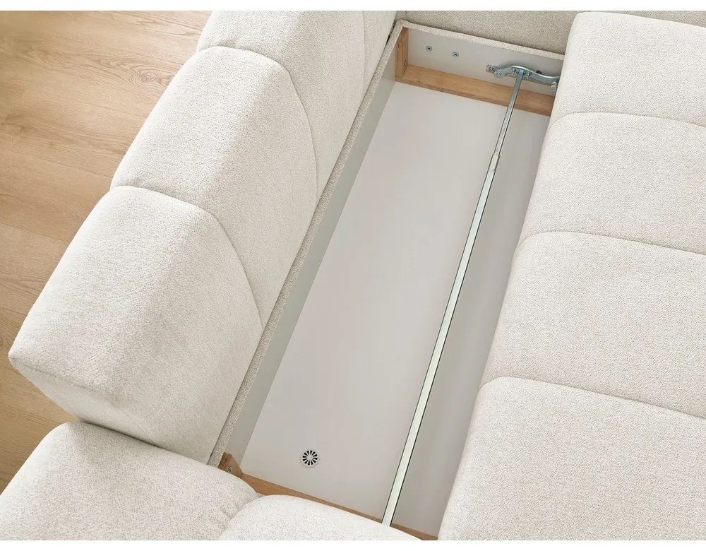 Colțar alb extensibil/cu spațiu de depozitare cu tapițerie din chenille (cu colț pe partea dreaptă/cu șezlong) Everest – Bobochic Paris