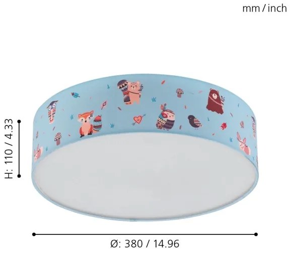 Eglo 97575 - Plafonieră copii RUFFO 2xE27/40W/230V