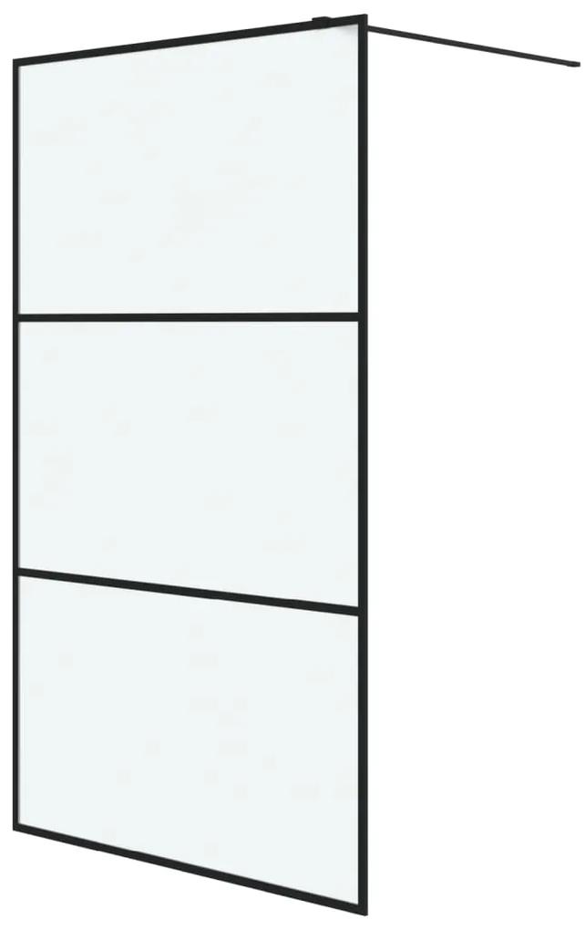 Perete cabina dus walk-in negru 115x195 cm sticla ESG mata Negru, 115 x 195 cm, Mat