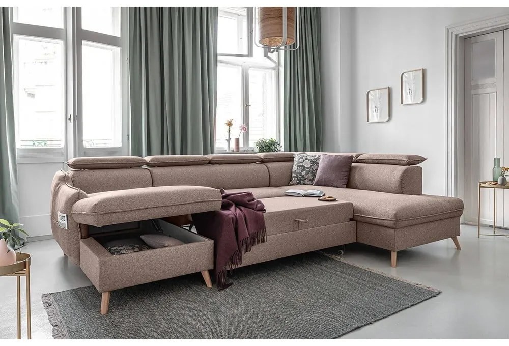 Colțar bej extensibil (cu colț pe partea dreaptă) Sweet Harmony – Miuform