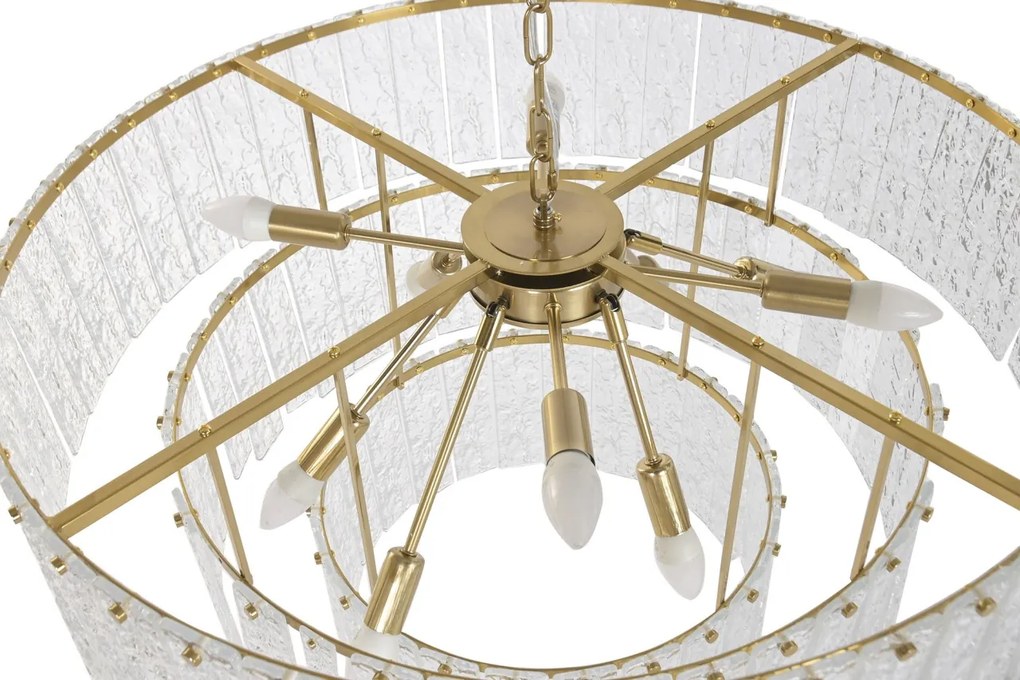 Candelabru din sticlă și metal, transparent și auriu, cu 10 brațe, 40 x 80 cm, „Chantilly”