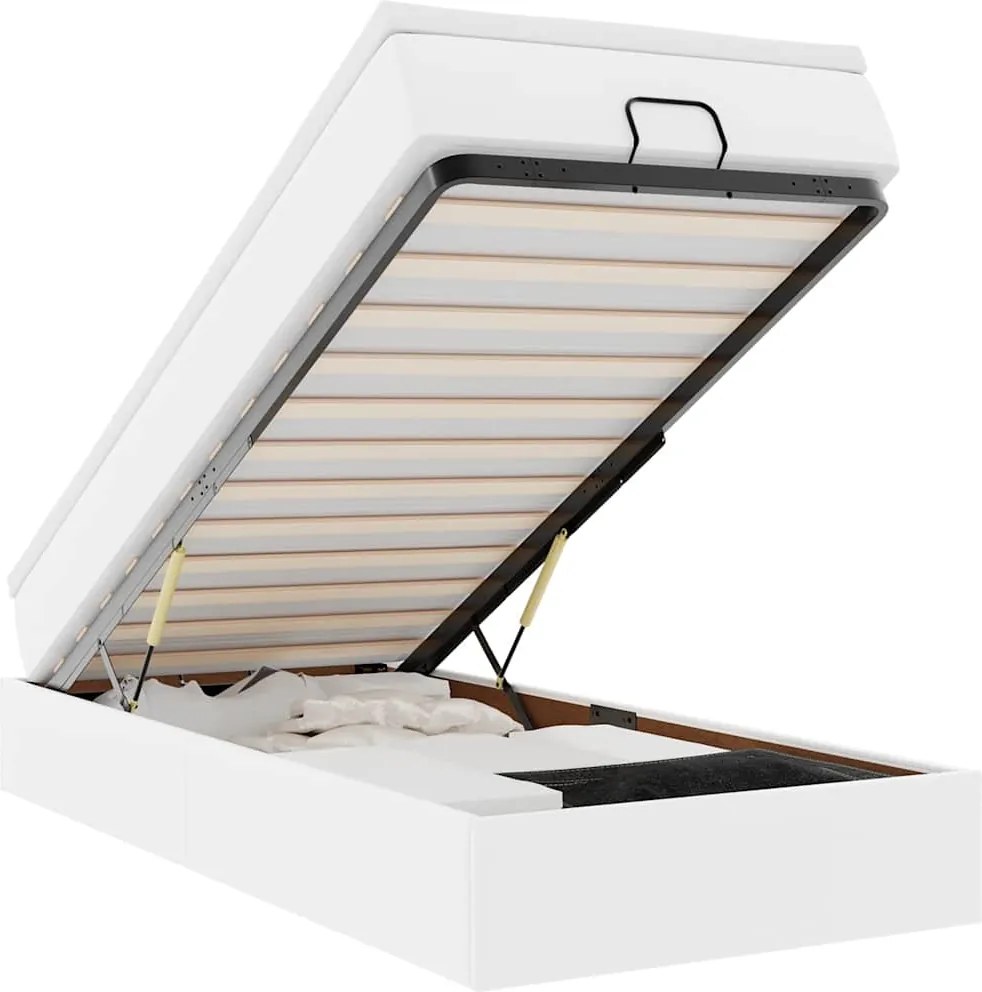 vidaXL Cadru de pat otoman cu saltea alb 80x200cm piele artificială