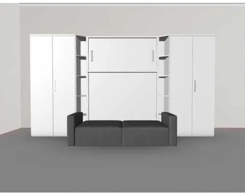 Set pat rabatabil dublu cu canapea si 2 dulapuri Royal Acordeon (100 cm) - Royal FULL Wardrobes & Sofa SET (150X200)