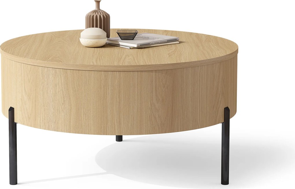 Mazzoni FRIDA Stejar Oasis – MĂSUȚĂ DE CAFEA MODERNĂ CU BLAT RABATABIL ȘI SPAȚIU DE DEPOZITARE