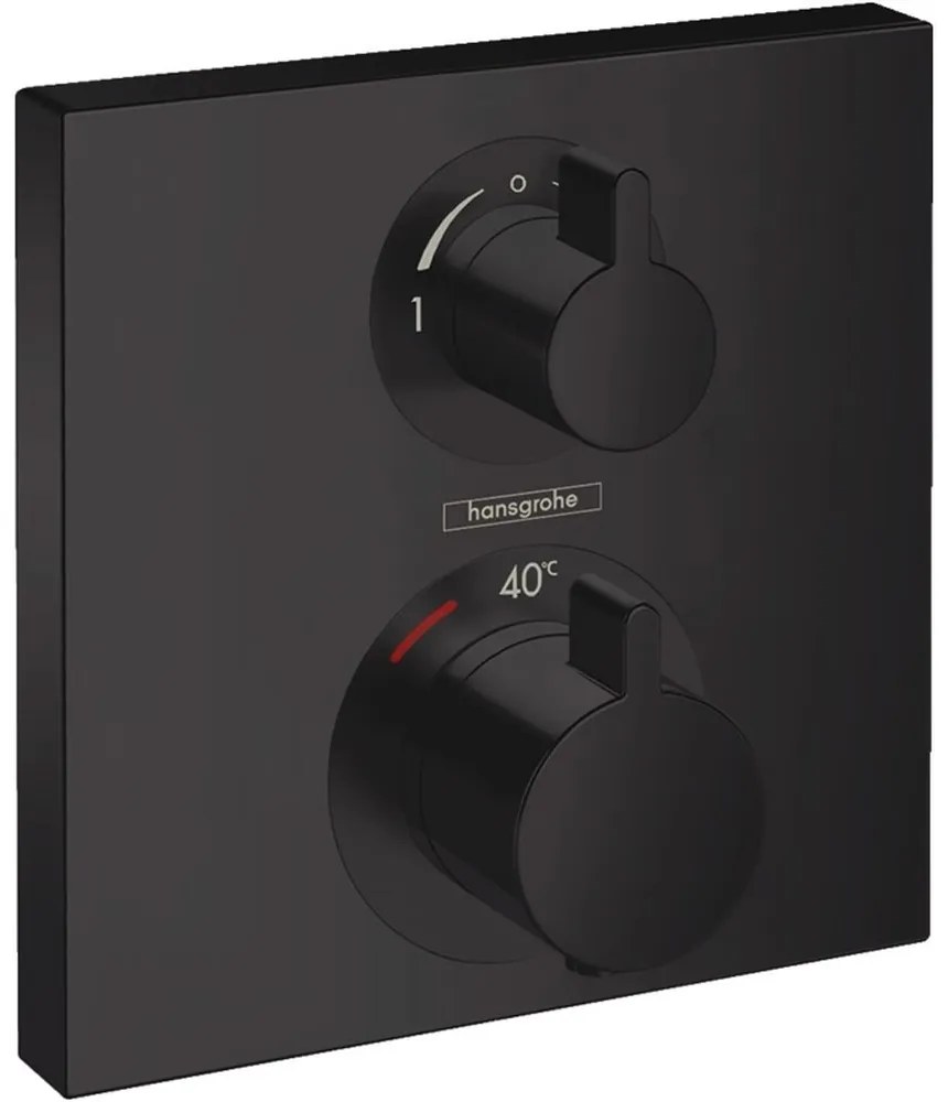 Baterie termostata incastrata pentru 2 consumatori, negru mat Negru mat
