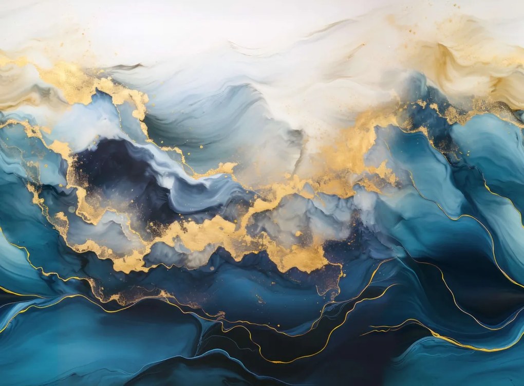 Fototapet, Gold Stream, Blue, Rebel Walls