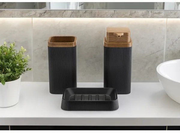 Set de baie ZOYA 5 buc. negru/maro