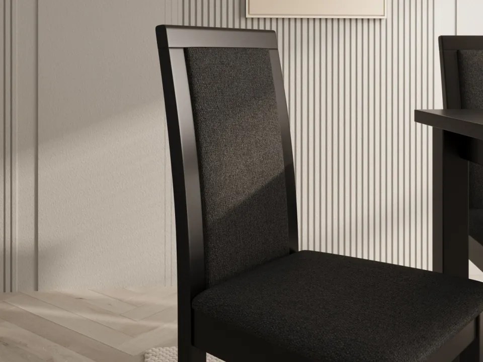 Scaun tapitat, din lemn, Nola IV, ADRK Furniture (Culoare: Negru / Opium 99)